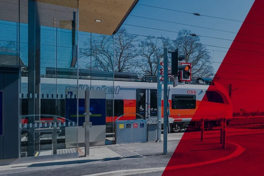 Railway tracks and trains, representing the digital transformation of ÖBB-Infrastruktur AG's smart railway infrastructure