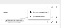 Select "<b>Import dashboard</b>" from the drop-down menu.