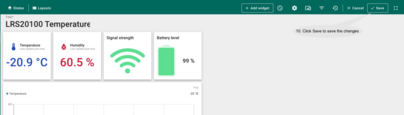 Repeat the previous steps for other widgets. Lastly, click <b>Save</b> to store the changes and the dashboard is then ready for monitoring the new device.