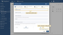 Input device profile name. For example, type "edge thermostat". Click "Transport configuration" to proceed.