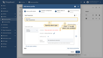 Specify alarm type. For example, "High temperature". Click "+" icon to add new alarm condition.