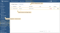 Go the Edge management > Instances section, select the “Manage devices” option and assign this device to the Edge instance.