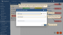 On the Rule Chain edit page, in the Node search bar find the "push to edge" node. It pushes messages from Cloud to Edge. Once message arrives to this node it will be converted into Edge event and saved to the local database. Drag and drop the node onto the Rule Chain sheet. Then, in the "Add rule node" pop-up window enter the node title and select the "Server attributes" option in the "Entity attributes scope" field. Click the "Add" button to proceed.