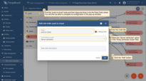 On the Rule Chain edit page, in the Node search bar find the "push to cloud" node. It pushes messages from Edge to Cloud. Once message arrives to this node it will be converted into Cloud event and saved to the local database. Drag and drop the node onto the Rule Chain sheet. Then, in the "Add rule node" pop-up window enter the node title and select the "Server attributes" option in the "Entity attributes scope" field. Click the "Add" button to proceed.