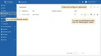 Log in to the <b>ThingsBord Edge</b> and go to the <b>Dashboards</b> section. Create and configure a dashboard. To make the dashboard public, click the <b>"Make public"</b> button.