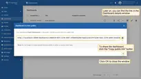 The dashboard is now public. To share the dashboard, click the <b>"Copy public link"</b> button.