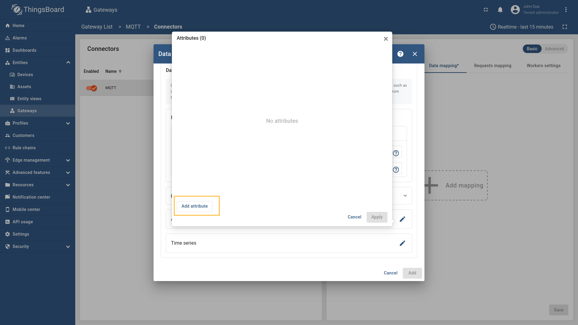 Click on "Add attribute" in the opened window;