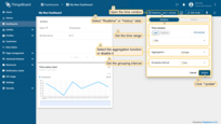 You can also adjust the time interval for displaying data in the widget, change the aggregation function, and specify the grouping interval. To do this, open the Time window and make the necessary adjustments. Update the time window settings by clicking the "Update" button.