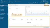 Scroll down to find the "Alarms table" widget. Once you find it, click and drag it over to a free spot. Adjust its size to fit your needs. After you're done tweaking, click "Save" to save the dashboard.
