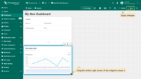 Resize the widget and apply changes. Publish different telemetry values multiple times, as in Step 2. Note that the widget displays only one minute of data by default. Click "Save" to apply changes;