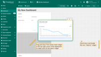 Congratulations! You have added the alarm widget. By default, new widgets are added one below the other, stacking downwards. Let's organize our widgets a bit to tidy up their arrangement. Drag the "Time series chart" widget to the top right corner of the dashboard to make room for the "Alarms table" widget;