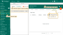 Go to the <b>Devices</b> page in the <b>Entities</b> section.<br>Click <b>My New Device</b> to open its details, and navigate to the <b>Alarm rules</b> tab.<br>Click the "<b>+</b>" button, and select <b>Create new alarm rule</b>.