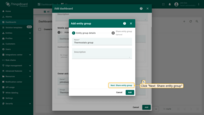 In the opened "Add entity group" window, click "Next: Share entity group" button;
