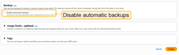Disable the "<b>Enable automatic backups</b>" option.
