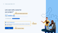 Enter your desired project name in the field provided, then click "Continue";