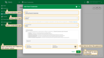 Input credentials name. For example, "Getting Started Credentials". Input "username" and "password" with chosen values. Click "Add" to save credentials