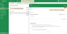 Open the Authentication > Providers page, select the JWT row, and click the "Edit" button to configure the provider.