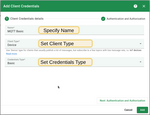 Fill in the Name, Credentials Type.