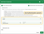 Fill in the Authentication settings.