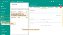 Log in to the ThingsBoard Edge and go to the Profiles > Device profiles section to create or edit the Device profile. Select the appropriate Default rule chain. Set the Alarm Rule.