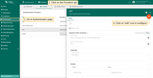 Open the Authentication > Providers page, select the JWT row, and click the "Edit" button to configure the provider.