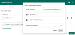 Subscription MQTT 5.0 options.