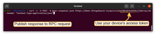 In the second terminal window simulate send a response from the device to the server