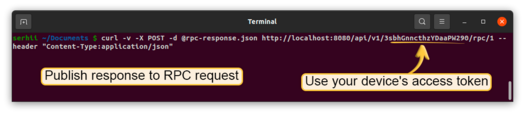 In the second terminal window simulate send a response from the device to the server