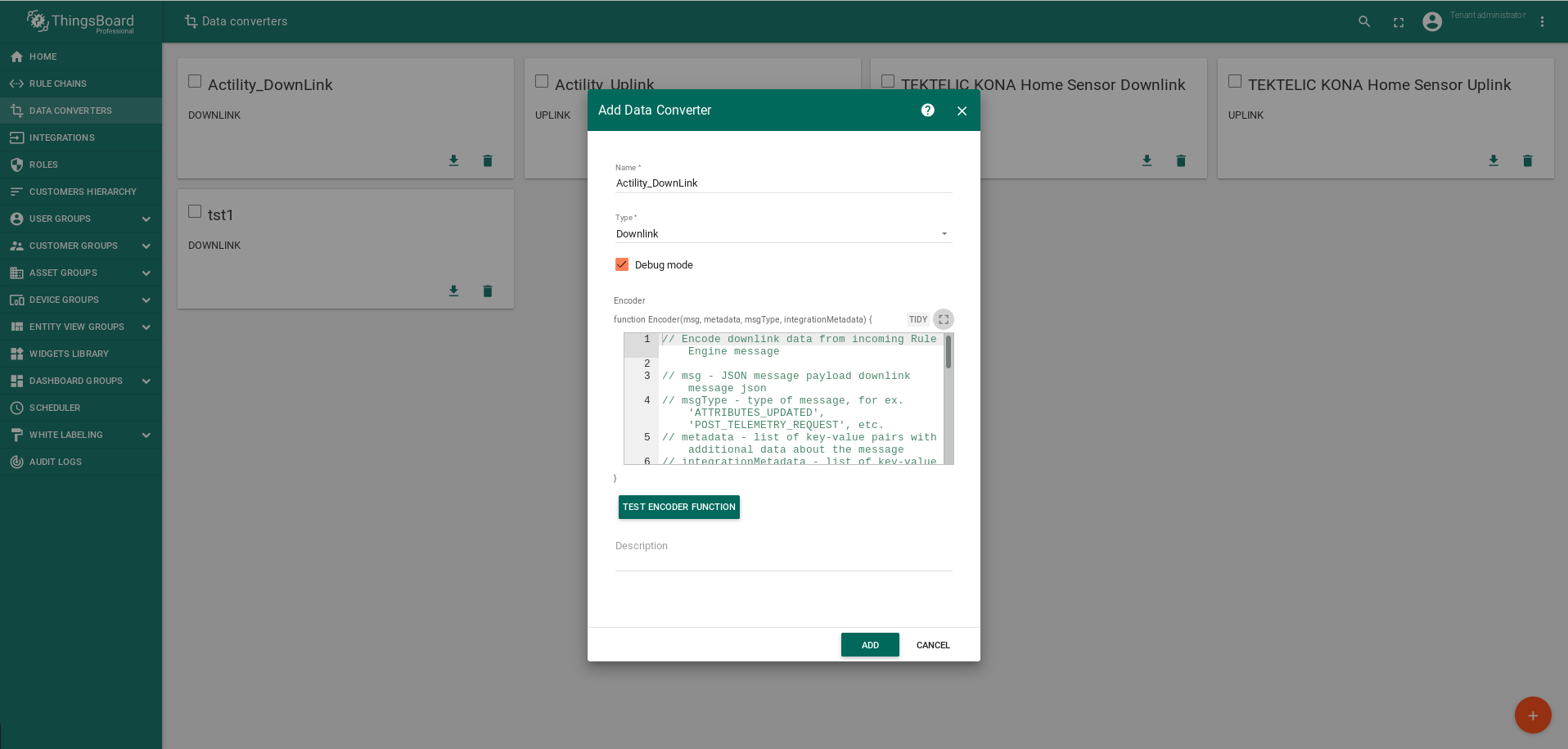 Add downlink decoder dialog