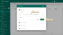 Drag the CSV file into the import window and click "Continue";