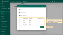 Map the data between the columns of the uploaded file and the data types in the ThingsBoard platform. Click "Continue";