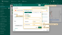 This widget will also use the dashboard's time window. Specify "Selected entity" alias as the data source. Add "co2" as the data key, and specify its label and units. Then, click the gear icon to configure the "co2" data key settings;