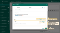 <b>Condition type:</b> Duration; <b>Dynamic value:</b> <b>Argument</b> highTemperatureDurationThreshold; <b>Time unit:</b> minutes.<br>Click <b>Save</b>.
