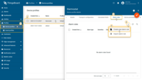 Create a rule directly in the settings of a particular: Device, Asset, Device profile, Asset profile, Customer. Click the <b>entity</b> or <b>profile</b> to open its details. Alarm rules are configured on the <b>Alarm rules</b> tab within the details of the selected entity or profile.
