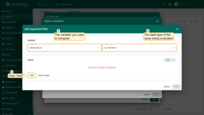 <b>General configuration</b>:<br>- <b>Argument</b> — the variable you want to compare (e.g., temperature).<br>- <b>Value type</b> — the data type of the value being evaluated (Numeric, Boolean, String, etc.).