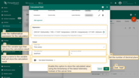 Define a mathematical expression for the calculation using the variables defined in the "Arguments" section. In the Output section, set the output type to "Time series" and assign "dew point" as the name of the new variable that will store the calculation result. Finally, click "Add".