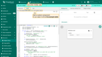 Your module is connected to your widget. Now, you can use your angular components. Go the "HTML" tab, and add the custom component. In our case it will be "tb-example-table".
