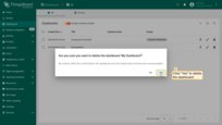 Confirm deleting the dashboard in the dialog box.