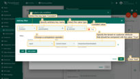 Choose constant type and value and compare it with the value of the tenant or customer attribute. Apply all changes.