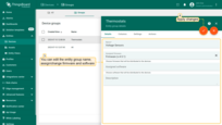 On the "Details" tab, edit or fill in the fields. For example, change the group name and assign firmware. After that, save all changes;