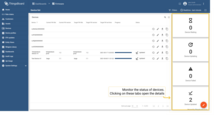 Monitor and track the firmware status of your device in the Firmware dashboard. You can see a list of all devices with full information about their firmware. Use the tabs on the right side of the page to see more detailed status information.