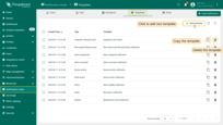 The "Templates" tab displays the list of notification templates. You may create, copy and delete notification templates here.