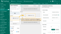 In the components library, locate the "<b>Dashboard</b>" component and drag it into the <b>content area</b> of your report.
