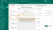 Drag the "<b>Alarm table</b>" component into the content area of your report.