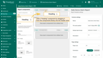 First, let's add the "<b>Heading</b>" component. Locate it in the <b>report component library</b> and drag it into the <b>header content area</b> of your report.