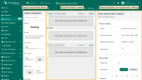 The <b>Report Builder</b> allows you to add and configure components that define the structure and visual layout of your report. Components are added by dragging them from the components library into the content area.