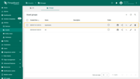 The asset group has been successfully created and is now available in the list.