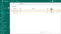 Locate the desired asset group in the list, and click the "<b>Share</b>" icon next to it.