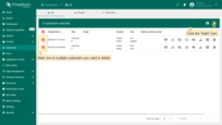 Mark one or multiple customers you want to delete. Click on the trash bin icon in the top right corner;