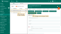 Click user to open its <b>details</b> view and click the "<b>Manage owner and groups</b>" button.